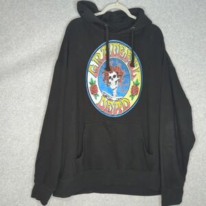 Grateful Dead‎ Hoodie Black Sweatshirt Skull Roses Graphic 3XL Men's